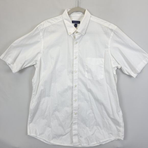 Club Room Button Down Shirt Men L Short Sleeve Pocket White Causal Office - Picture 1 of 11